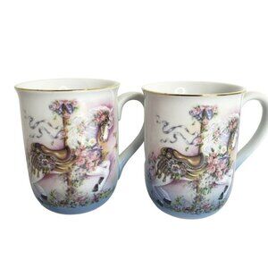 VTG Fantasy Horse Cups Mugs Porcelain Japan Whimsical Kim Stenbo Otagiri